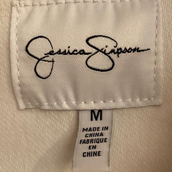 Jessica Simpson Cream Denim Jacket Sz M | Classic Stretch Jean Style - Picture 6 of 6